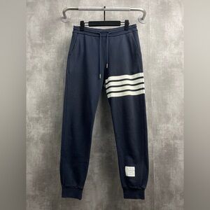 Authentic Thom Browne Navy Joggers with White Stripes